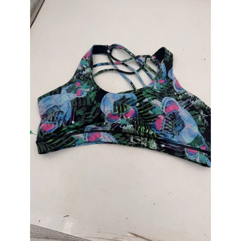 CVG Constantly Varied Gear Women's Skull Print Sports Bra Blue Green Purple XL